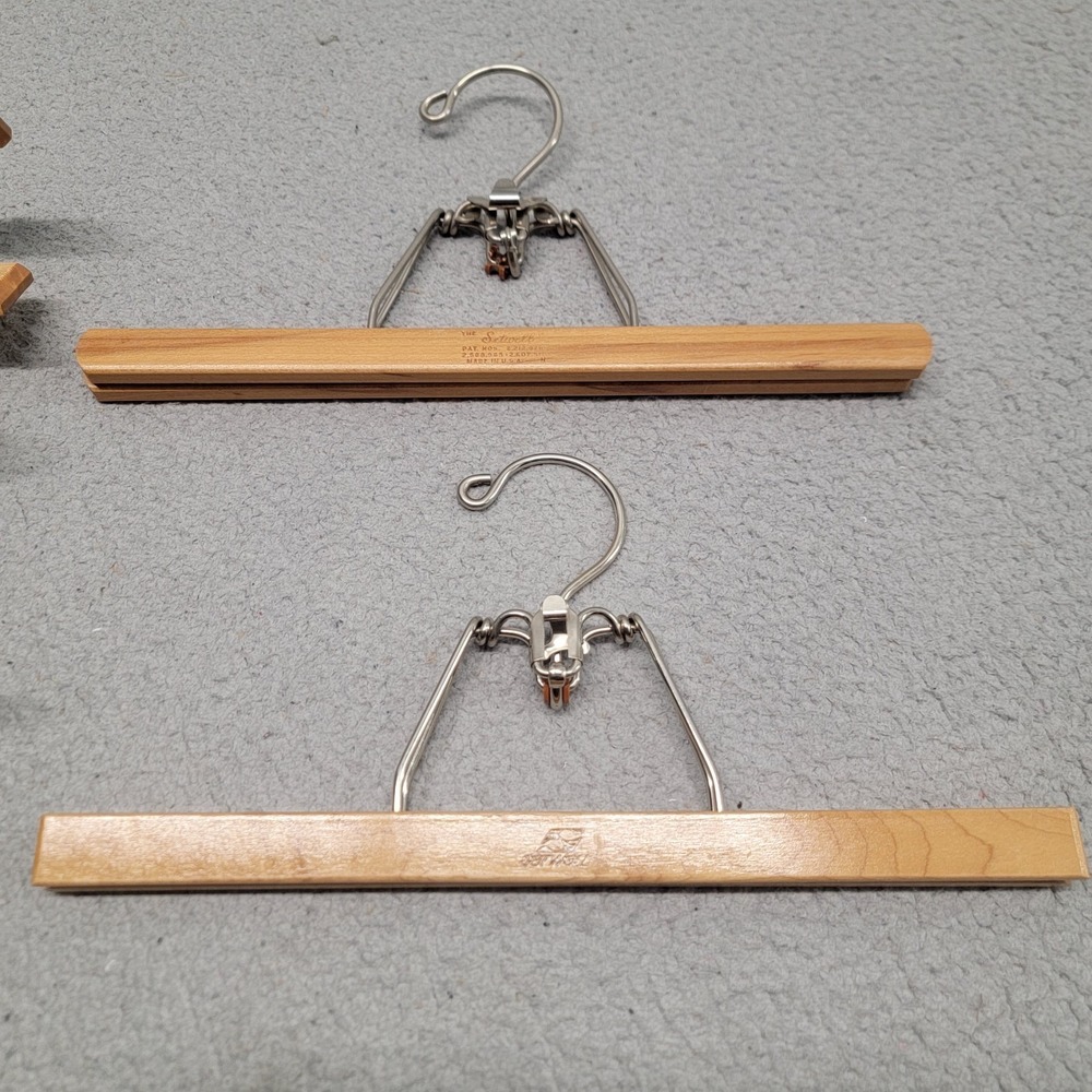 Vintage Setwell Wood Pants Hanger Clamp Lot Of 5 Skirt Brown Metal Non Slip - Picture 5 of 12